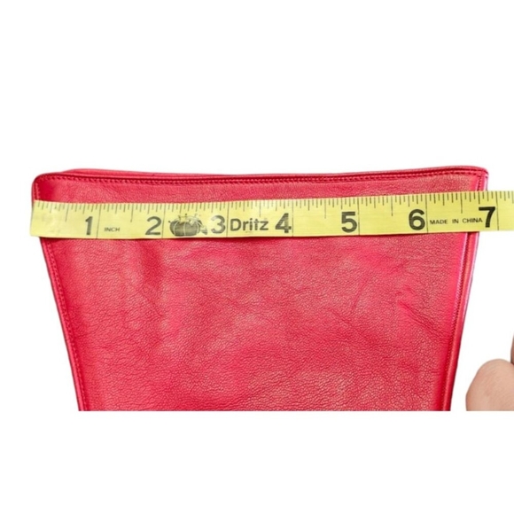 Fashion Women's Leather Gloves color red made in France Size EU 7.5 /US S NWOT - Picture 8 of 9